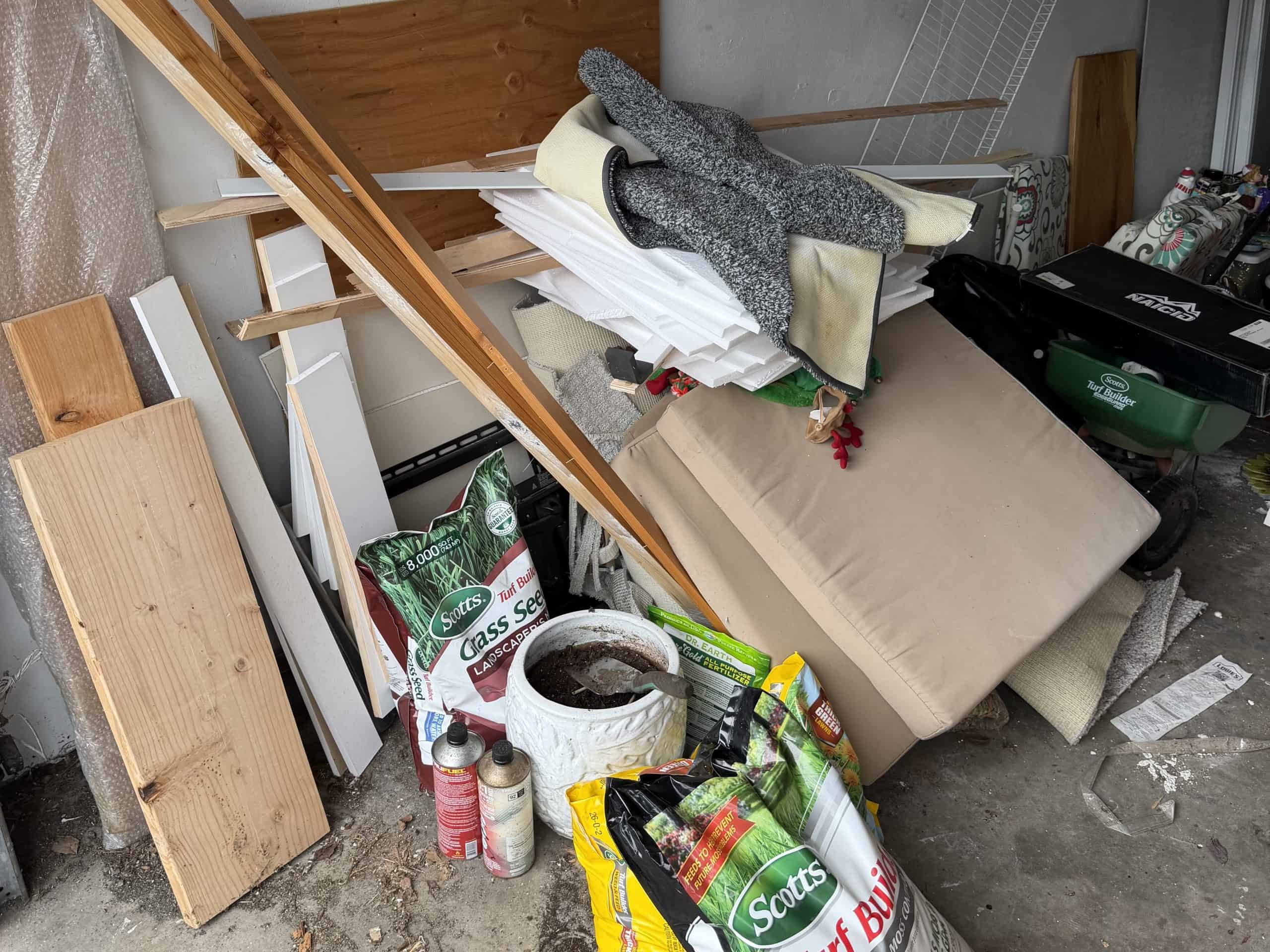 bulk trash removal Tacoma garage full of junk before cleanup